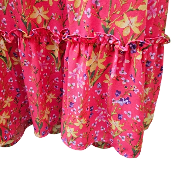 🎉Host Pick🎉GAP Maternity Sleeveless Ruffle-Trim Dress Floral Print Pink Medium - Picture 5 of 6